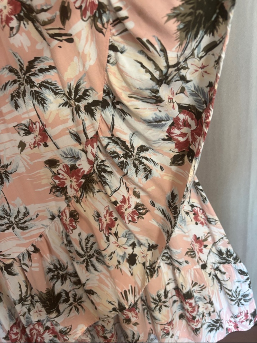 Peach Floral Midi Dress with Palm Print torrid high- low - Picture 2 of 4
